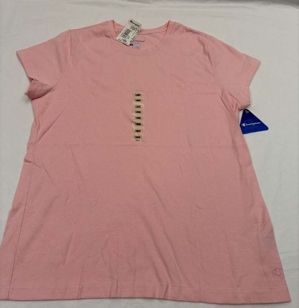 Nwt Champion Authentic Women's Short Sleeve Crewneck T-Shirt in Cabana Pink